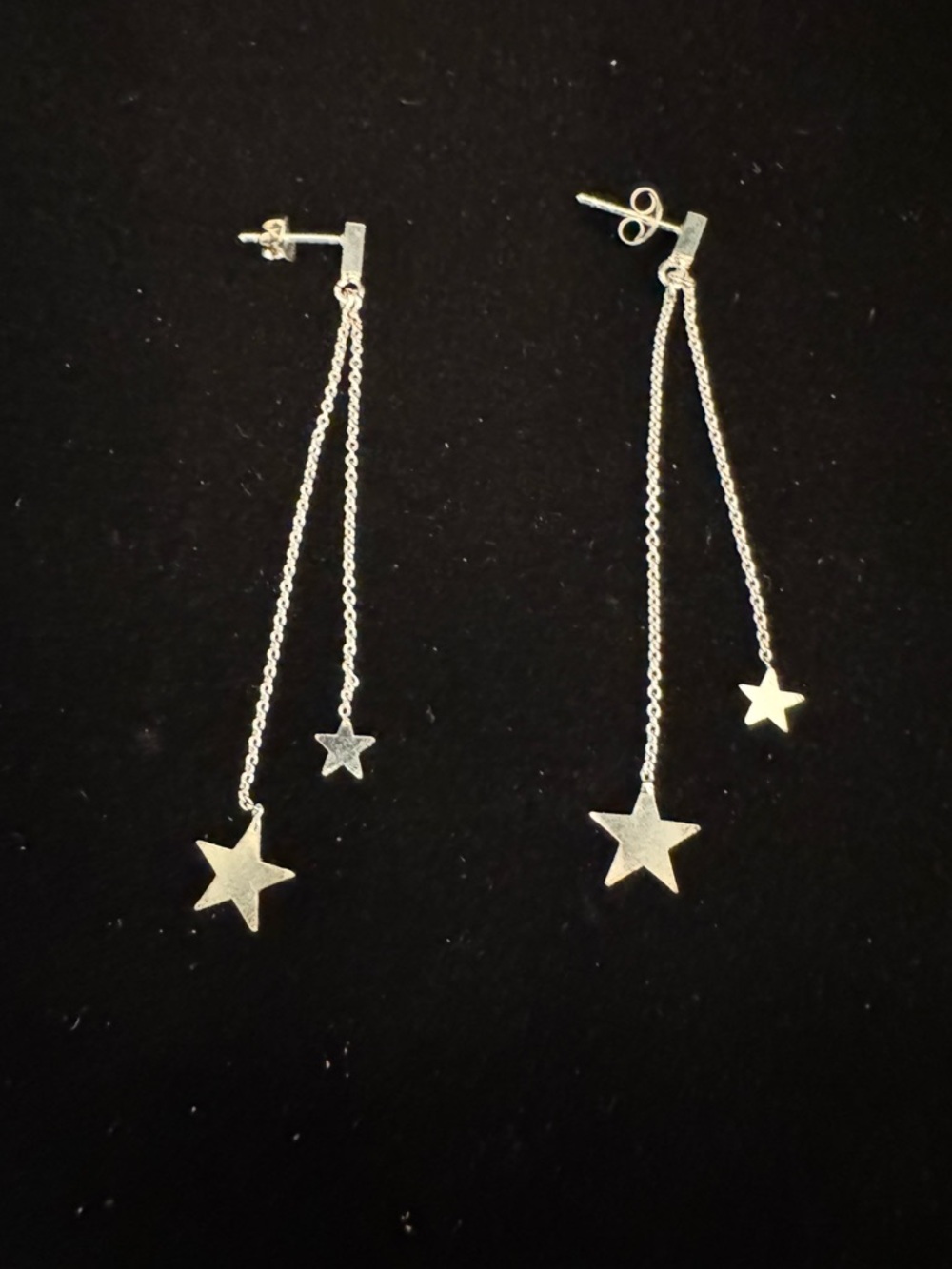 Dainty sterling Silver Star Drop Earrings